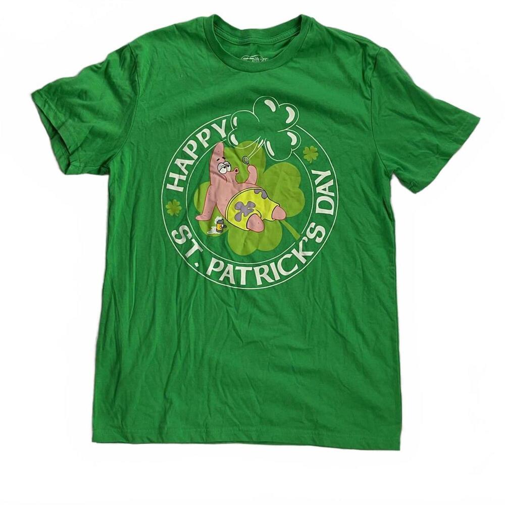 Cute SpongeBob Patrick Star St. Patrick's Day Green T-Shirt Soze Medium